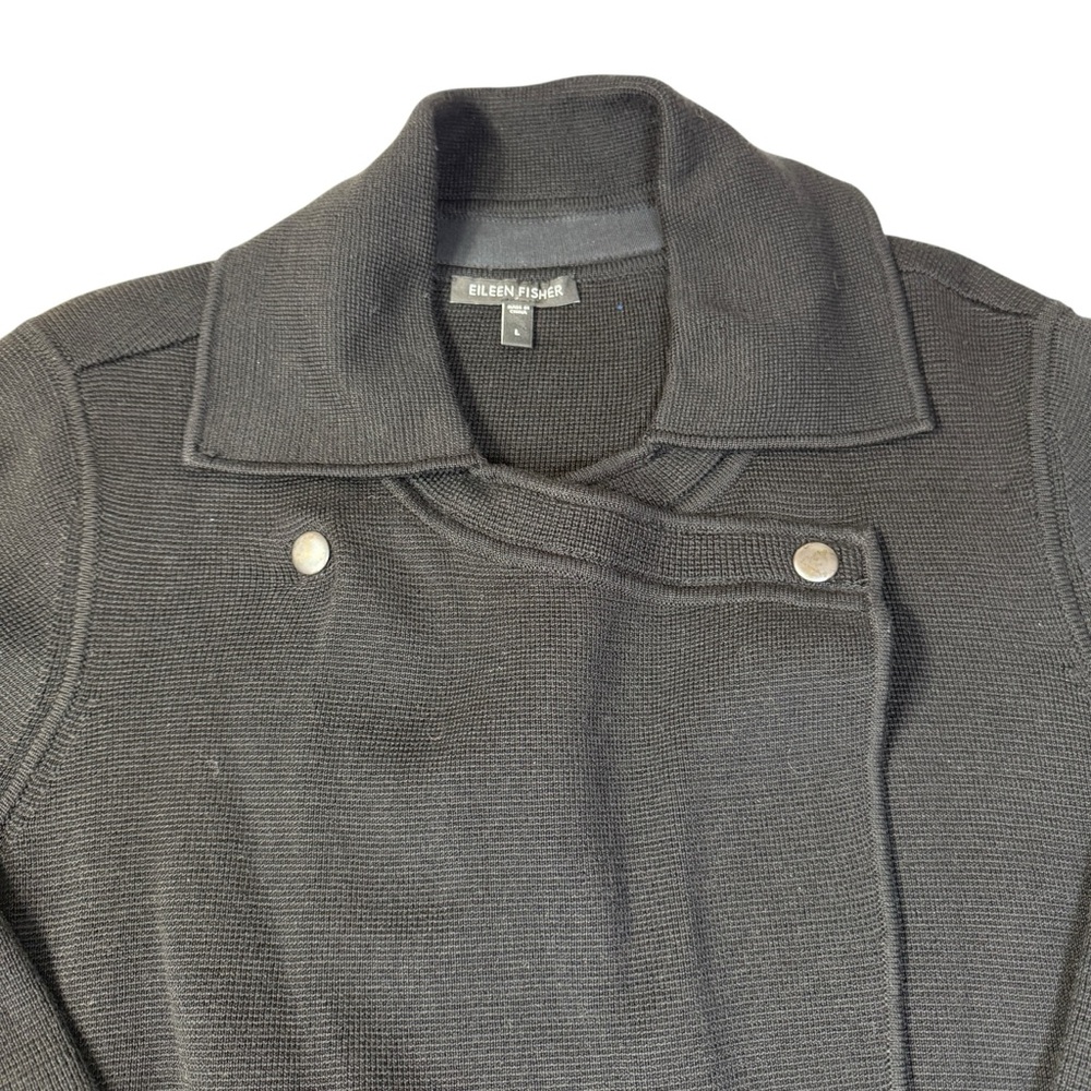 Eileen Fisher Moto Style Cardigan silk blend size L - Picture 5 of 12